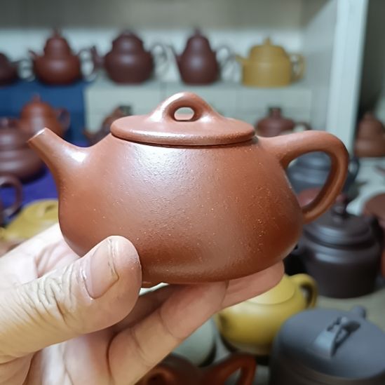 紫砂茶壶原矿黄金降坡平盖石瓢260cc半手工