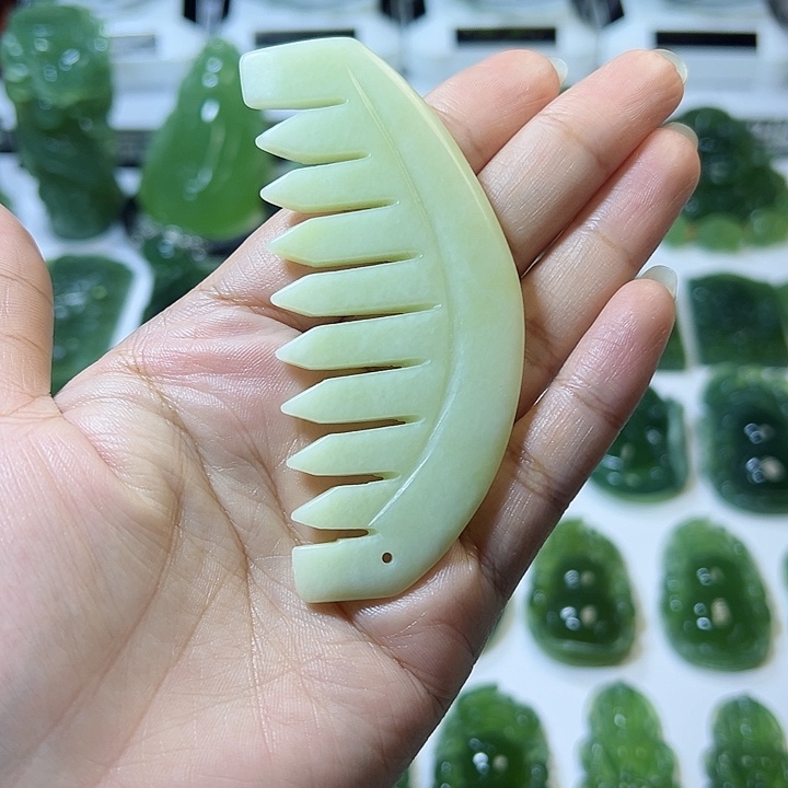 蛇纹石玉手把件合金