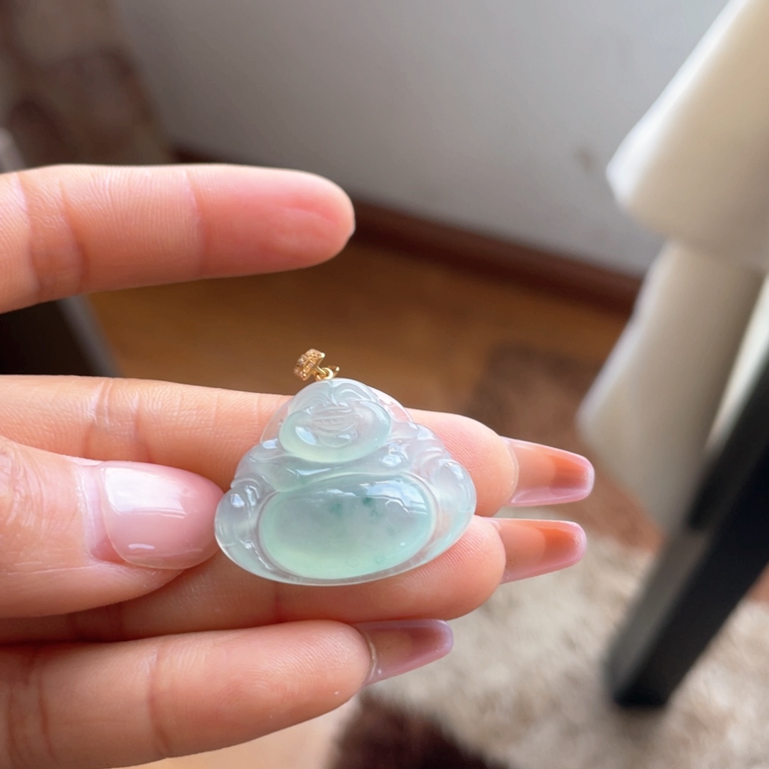 翡翠颈饰18K金镶嵌佛公
