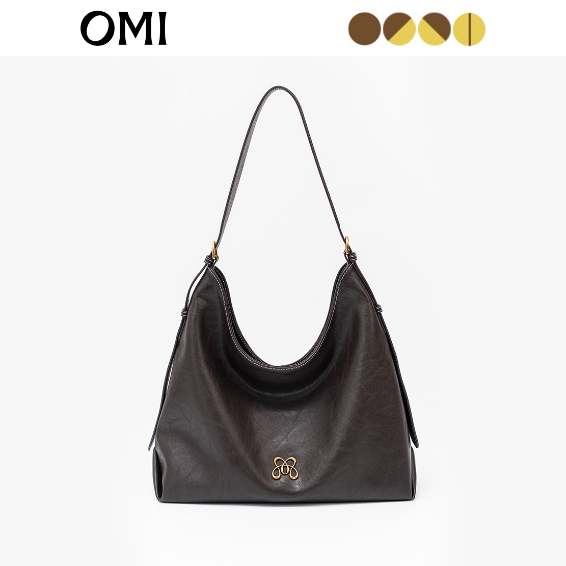 OMI/欧米2025年大版新款真皮轻奢通勤简约大容量复古单肩托特