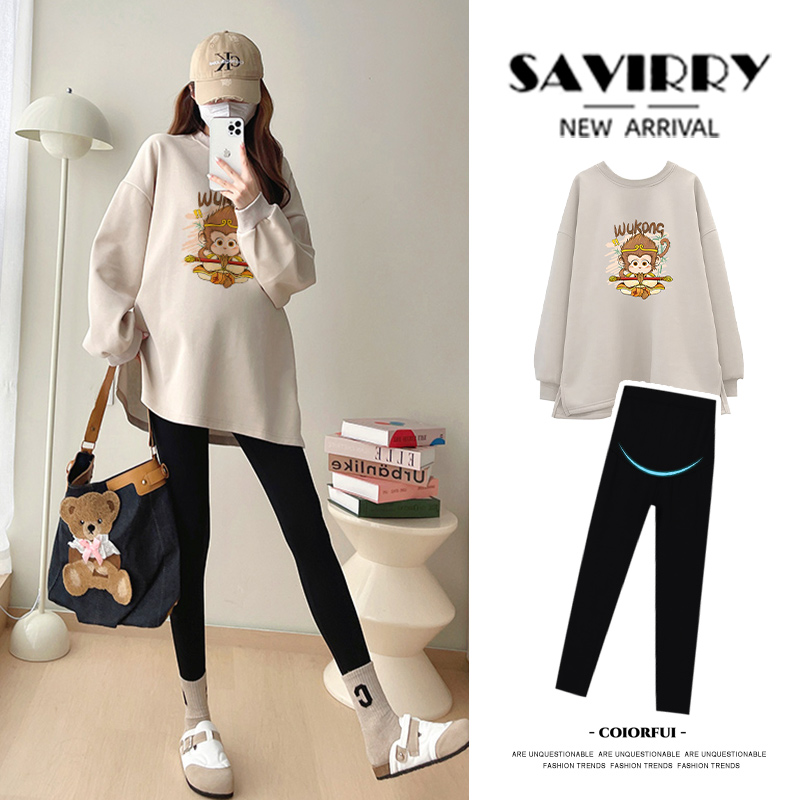 孕妇春秋装上衣休闲宽松2025年小悟空印花A版型外穿孕妇卫衣长袖