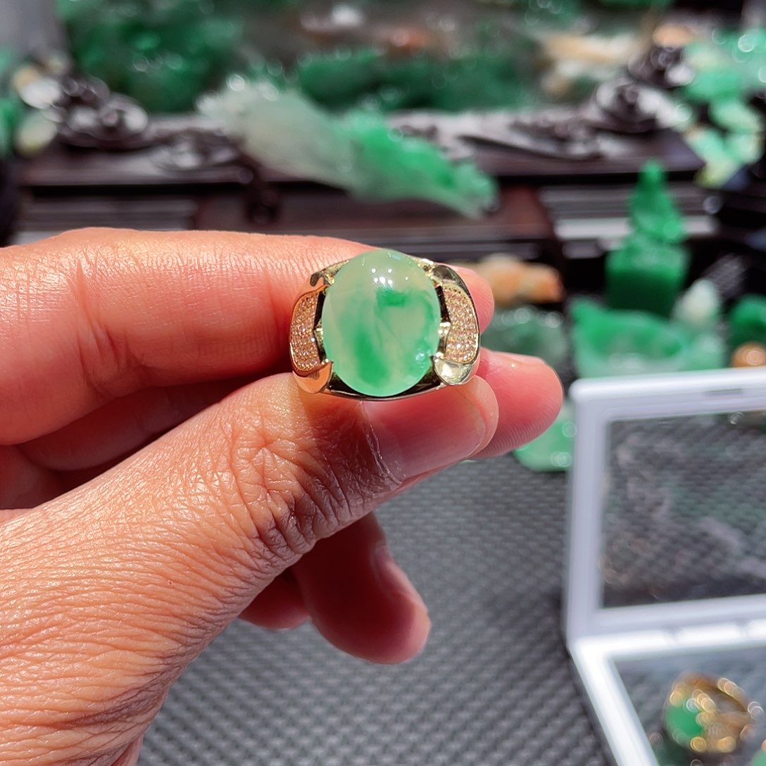 石英质玉戒指银S925镶嵌@****?