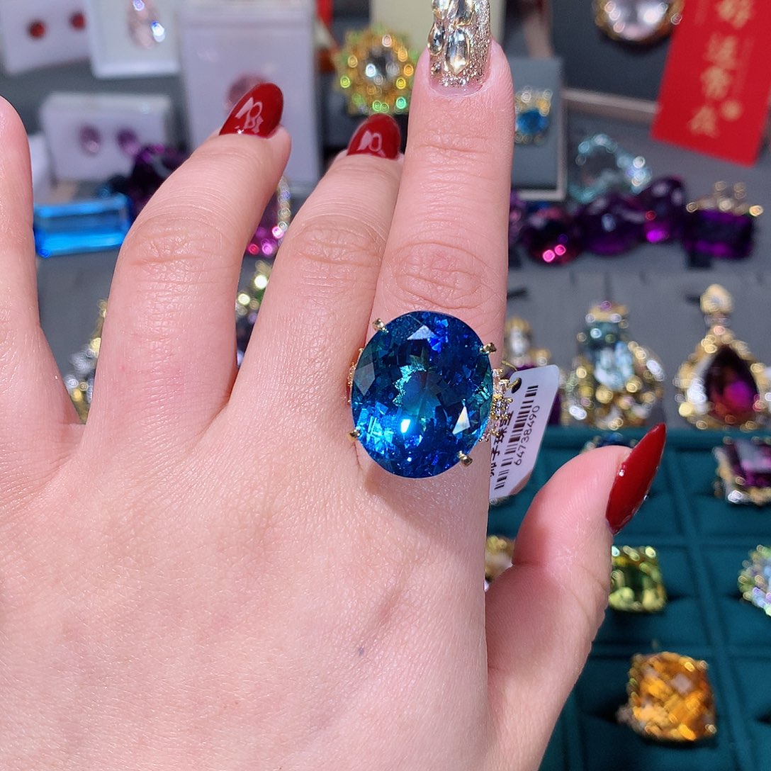 托帕石戒指9K金镶嵌戒指