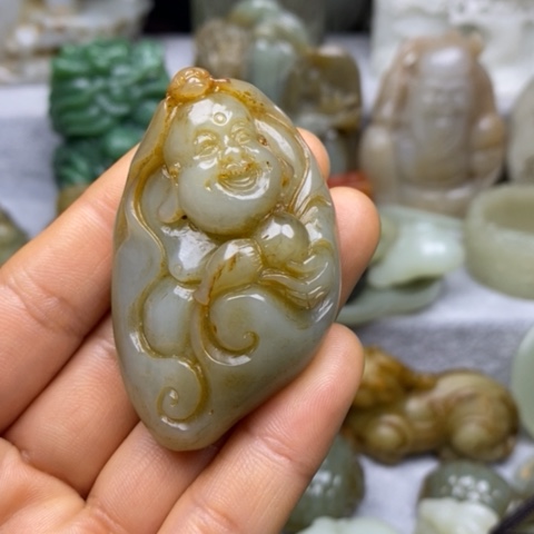 和田玉挂件把件摆件未镶嵌拂**景