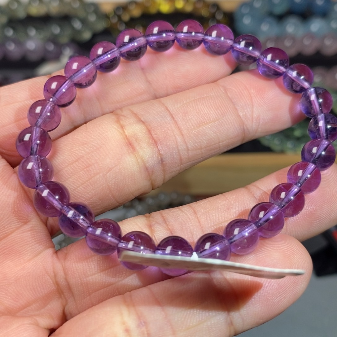 手链水晶未镶嵌巴西紫水晶7.3mm