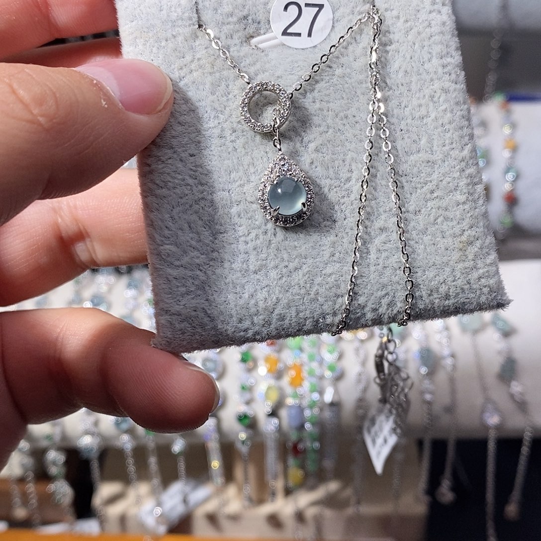 翡翠银S925镶嵌颈饰