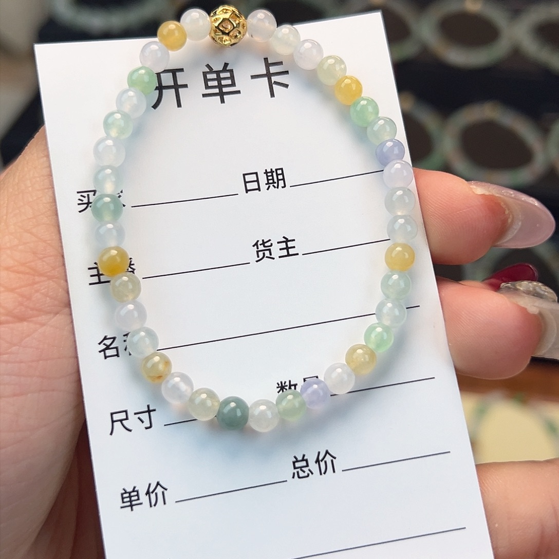 翡翠手串未镶嵌大***糖缅甸A货翡翠手串025