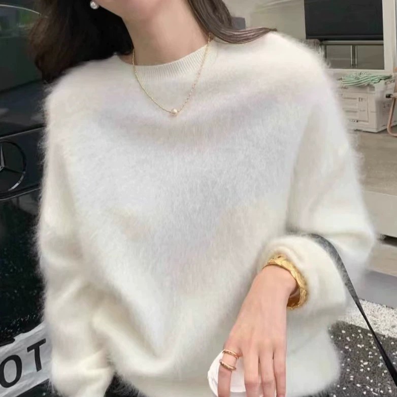 云朵拉绒~100%山羊绒衫圆领针织衫加厚毛衣打底衫32593