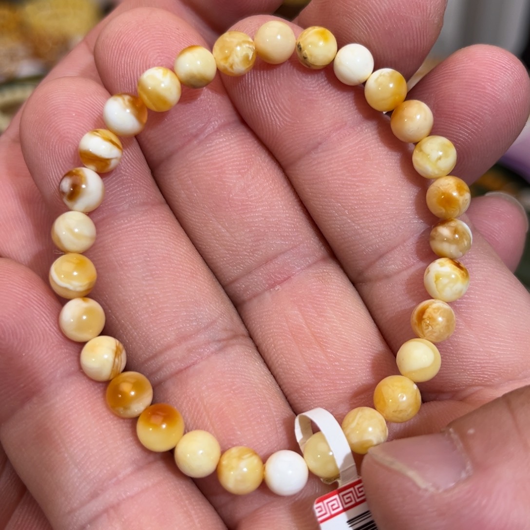 红***驴蜜蜡未镶嵌手链微瑕00006.5mm