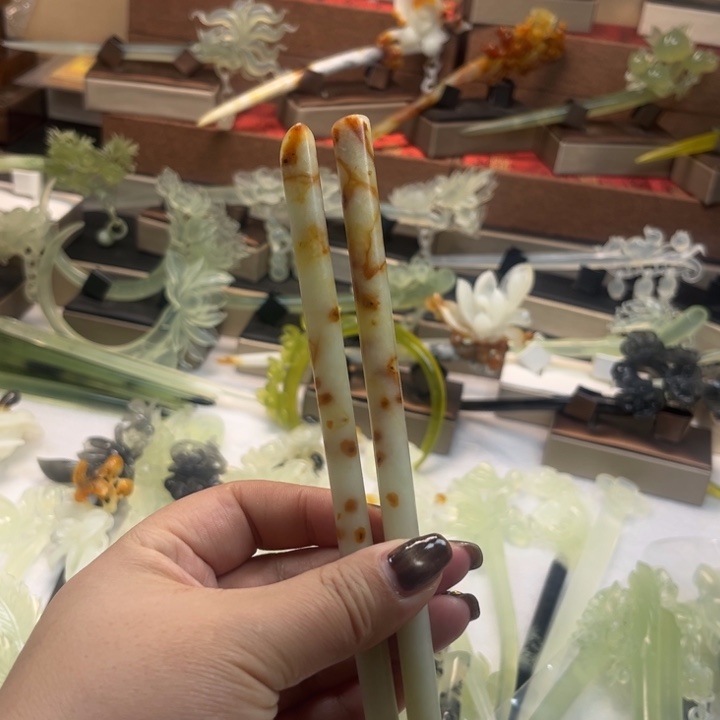 蛇纹石玉合金发饰