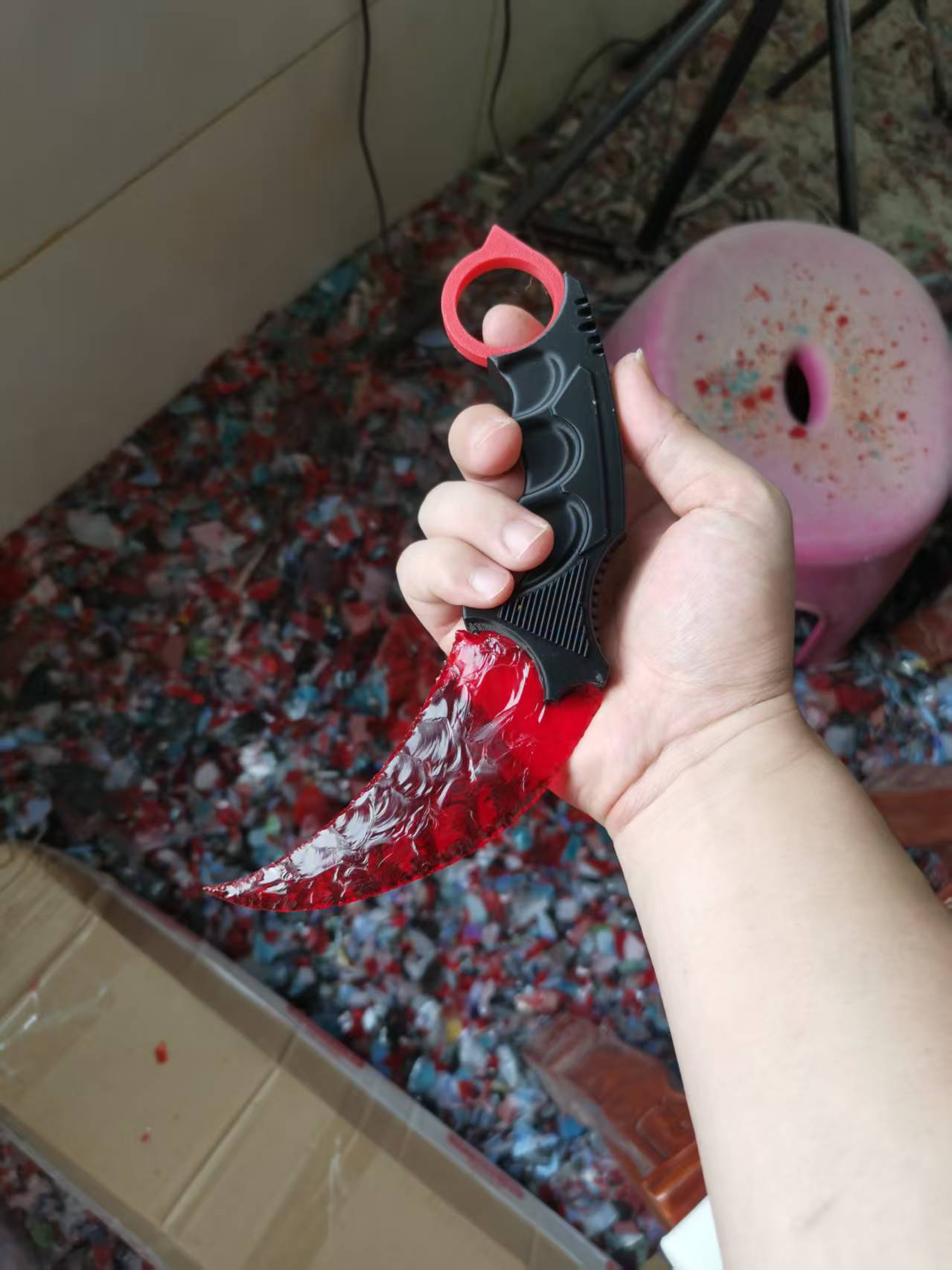 手工打制红琉璃石器爪子刀