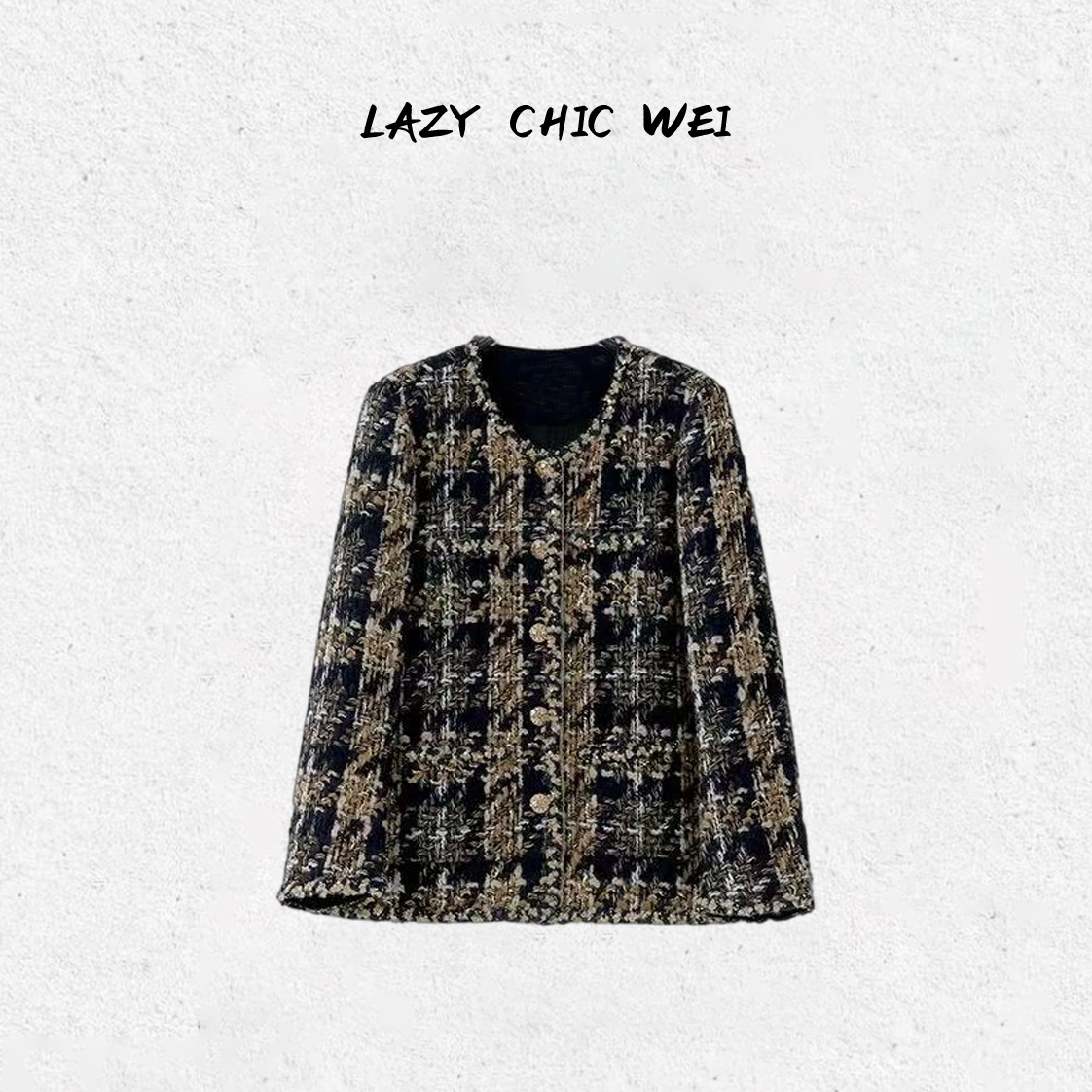 WEI“蓝金法式小香”绵羊毛混纺高级感95白鹅绒小香风外套25SSW1538