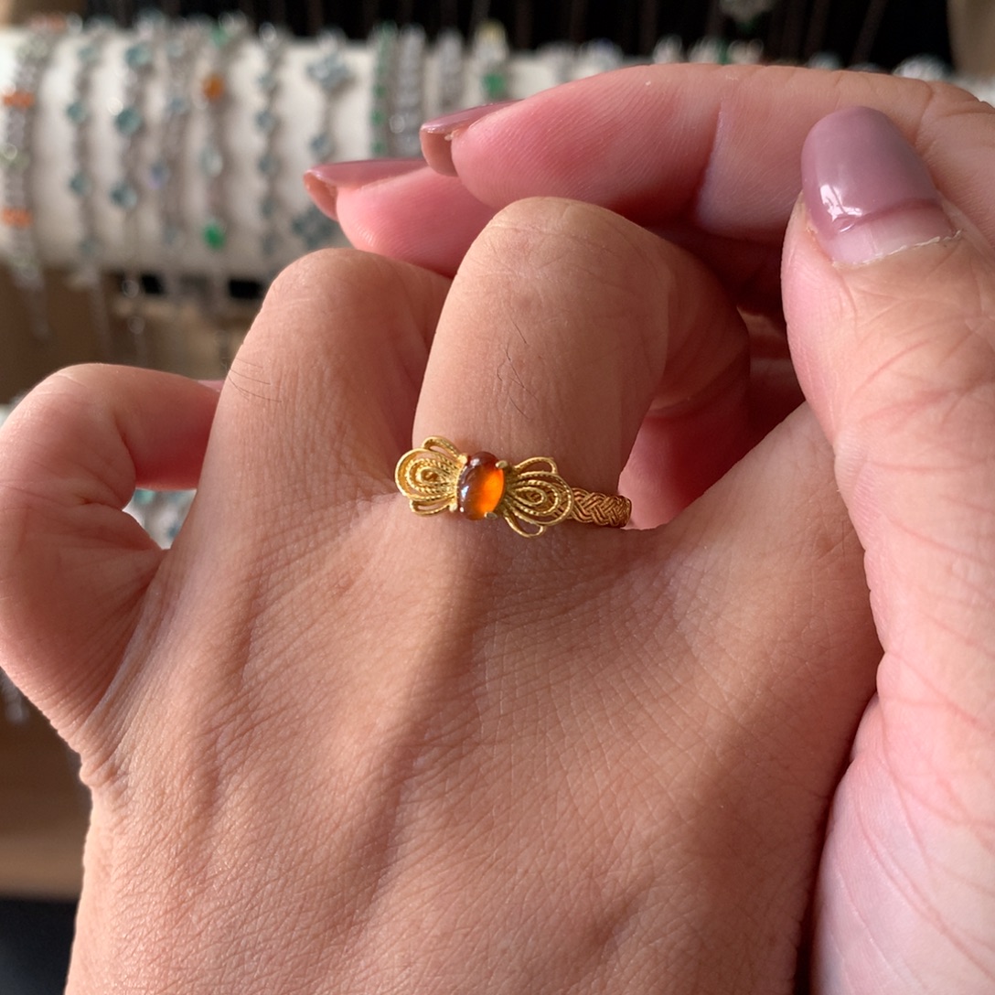 翡翠银S925镶嵌耳饰戒指