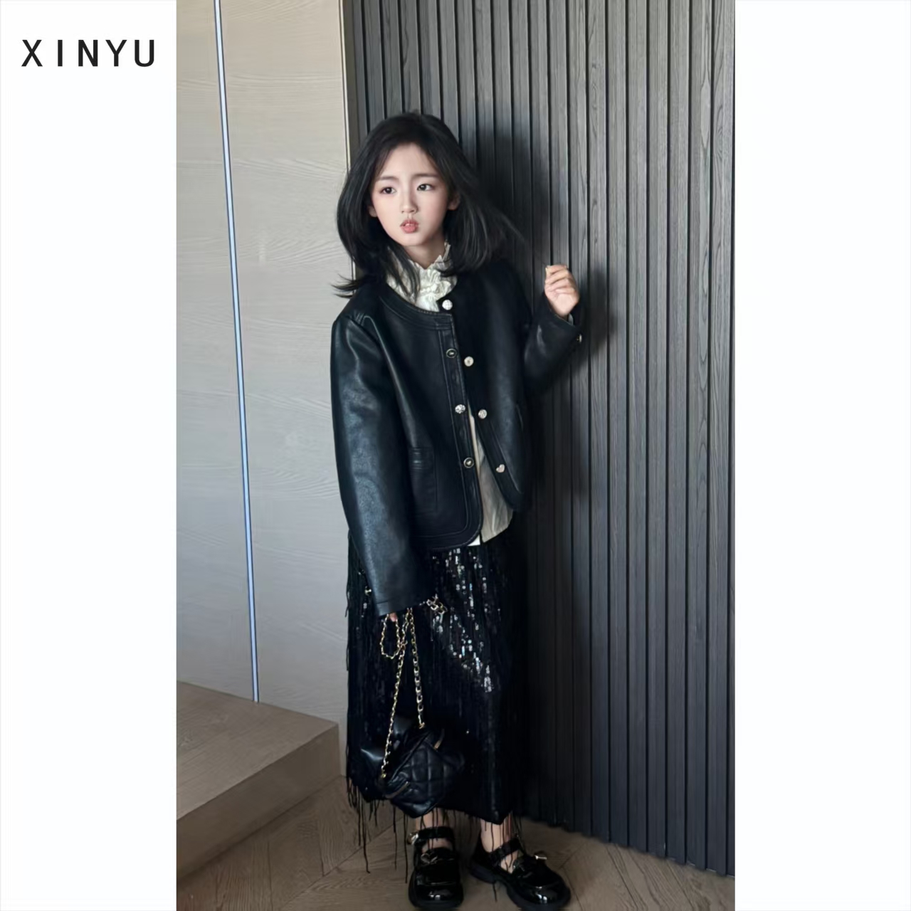 【XINYU馨语】2025新款春秋单排扣皮衣夹克百搭宽松甜酷春秋