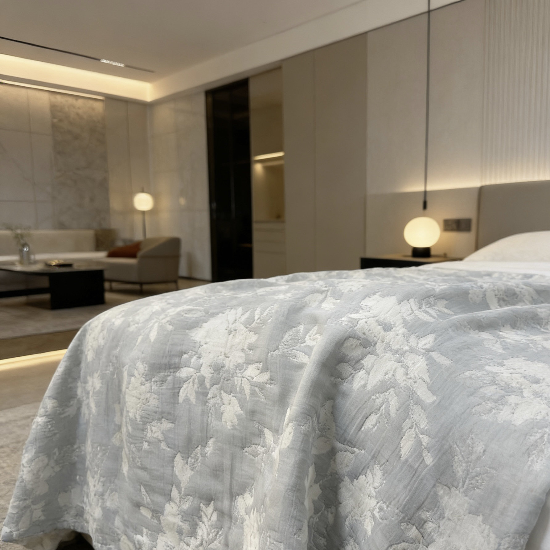 3309法国原单 三层色织提花床盖 亚麻加棉质感超绝 240×250左右