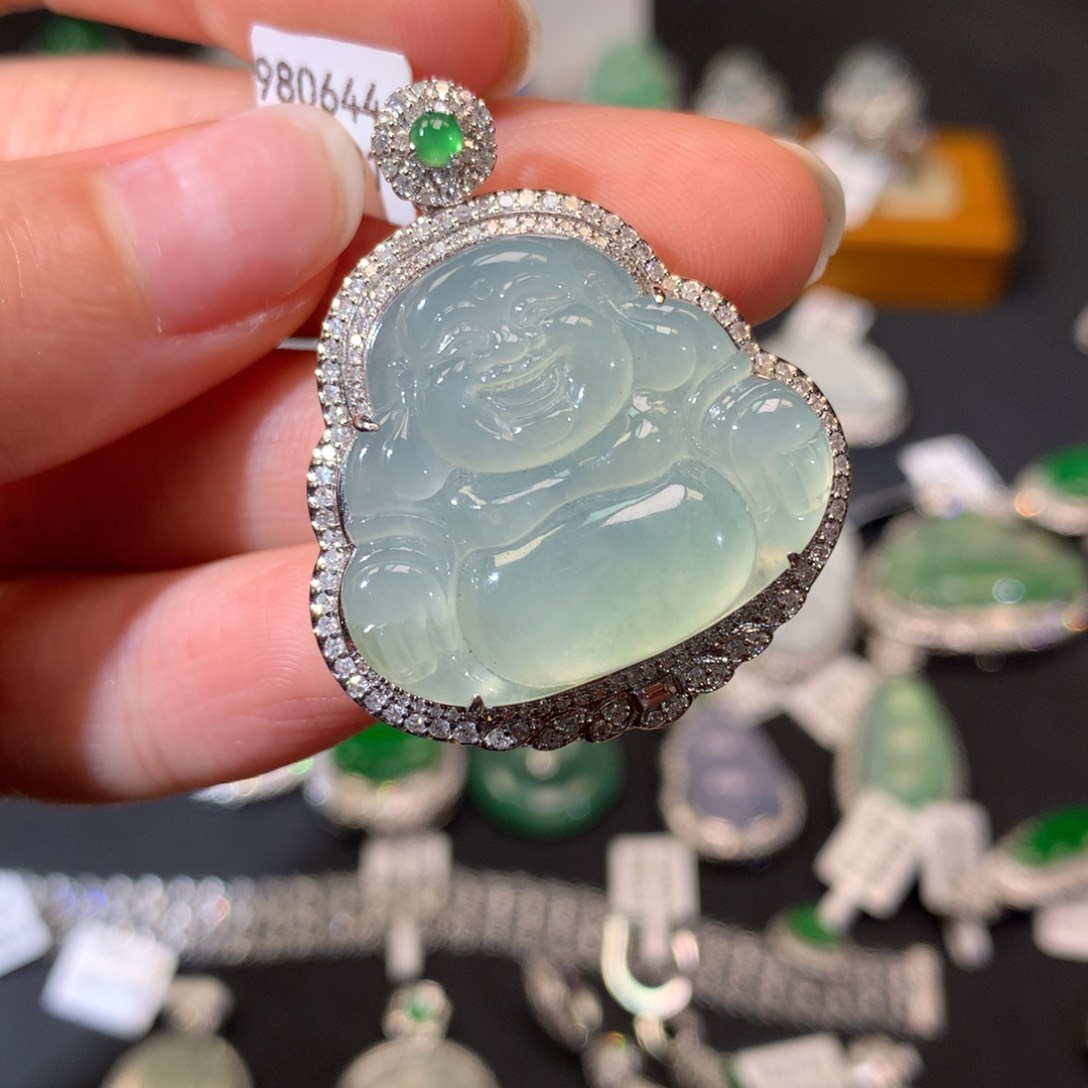 翡翠18K金镶嵌吊坠(不含链)吊坠