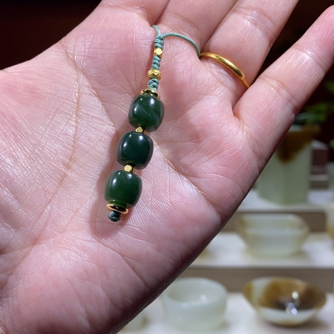 和田玉未镶嵌摆件碧玉手机挂