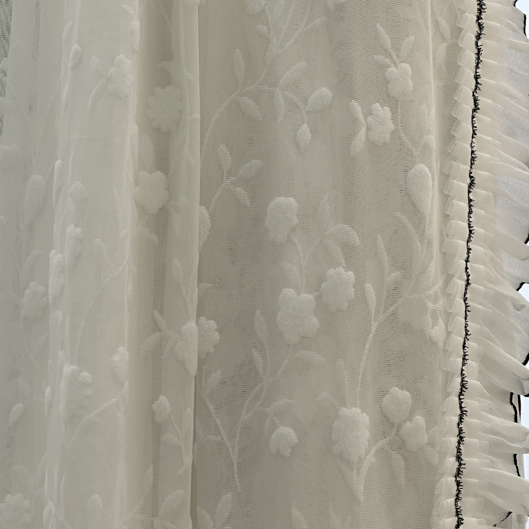 0857浮雕海棠花成品纱帘Y