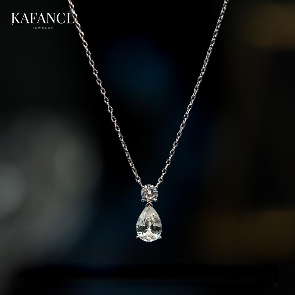 红楼 链子925银 镀K金 泪滴镶嵌项链 ZR-B591