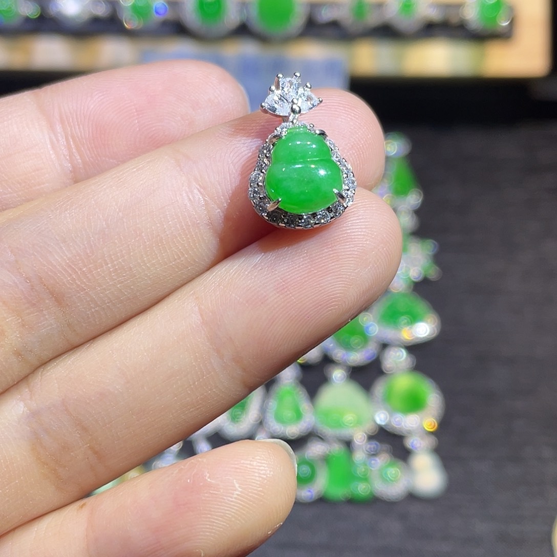 翡翠银S925镶嵌吊坠(不含链)