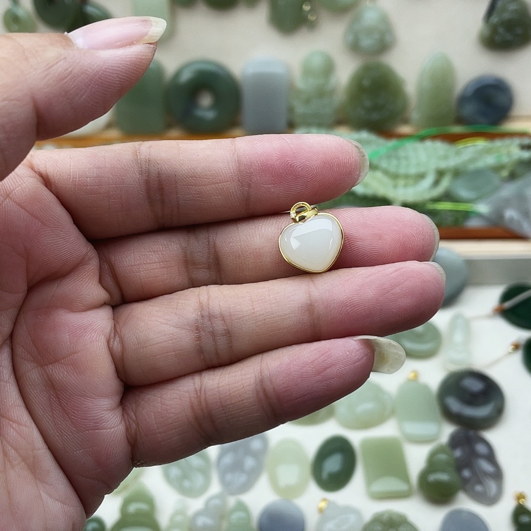 和田玉银S925镶嵌吊坠(不含链)