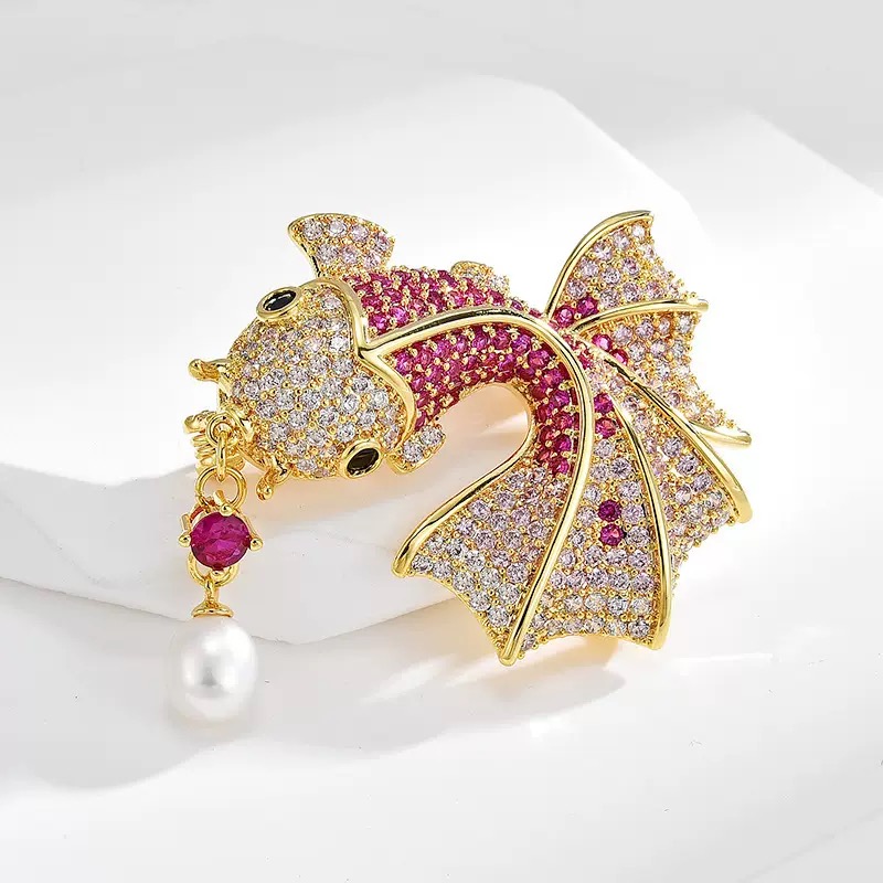 铜合金胸针 【锦鲤送福】高档轻奢精致时尚百搭国风气质设计师胸花