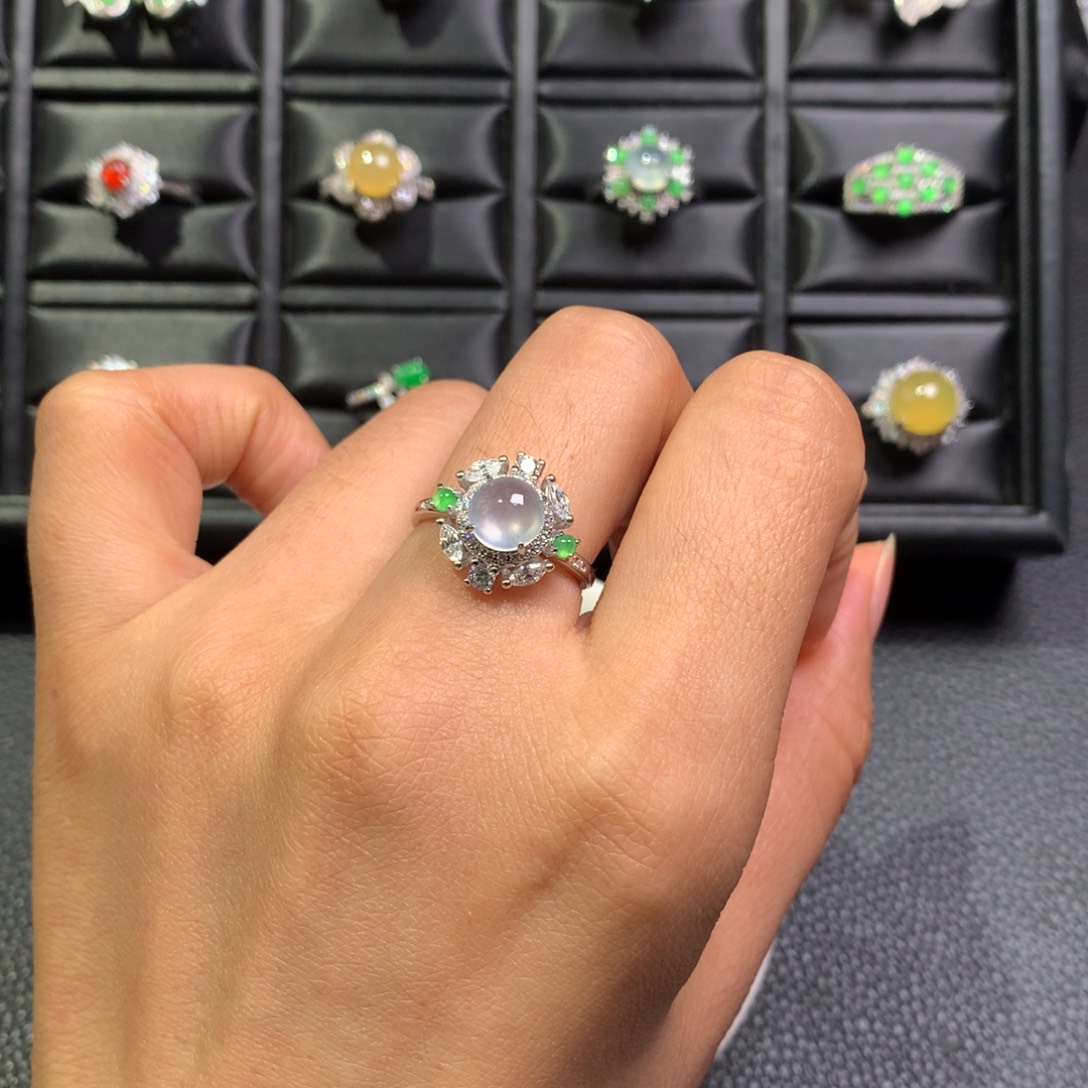 翡翠银S925镶嵌戒指