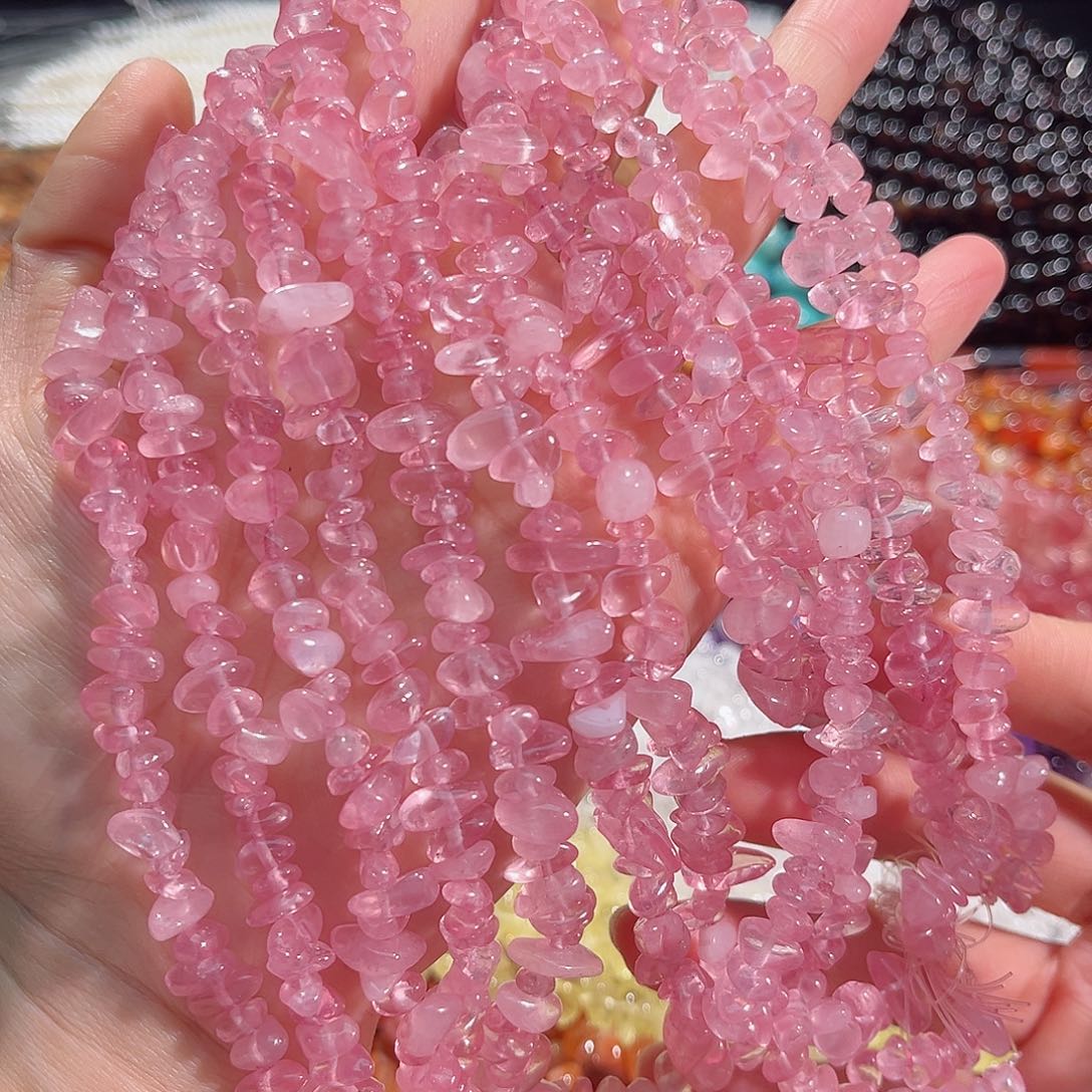 玛瑙/玉髓未镶嵌珠宝半成品粉晶绕手4圈