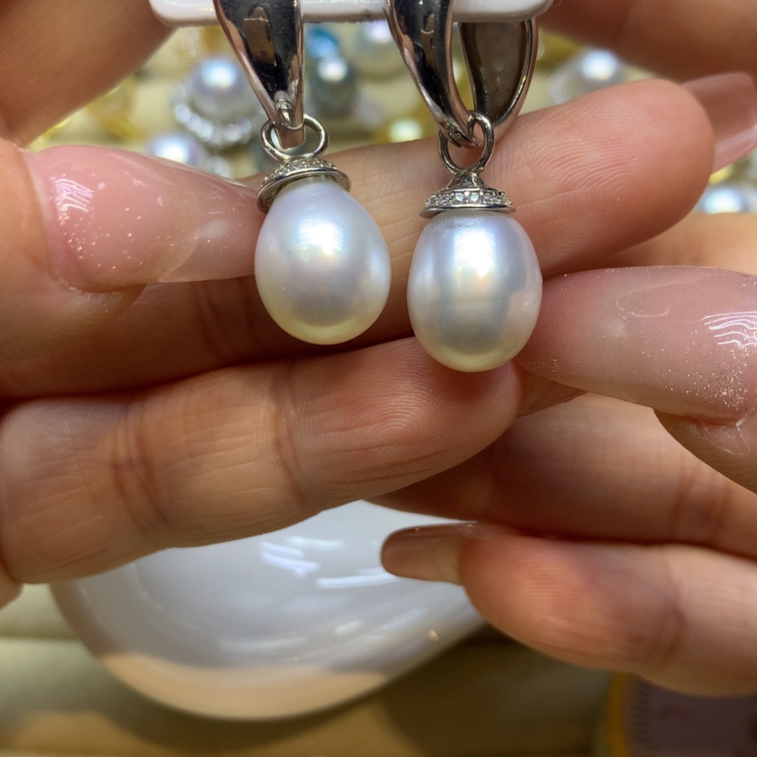 银S925镶嵌耳饰海水珍珠