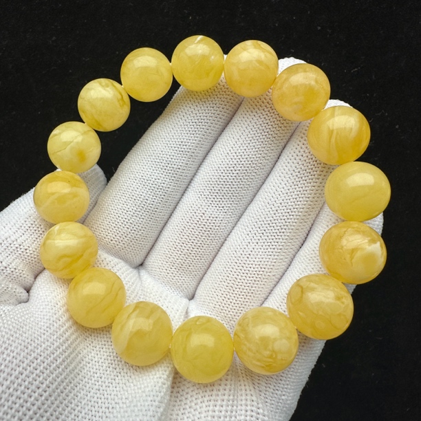 M4023天然原矿蜜蜡 蜜蜡圆珠手串 13+mm