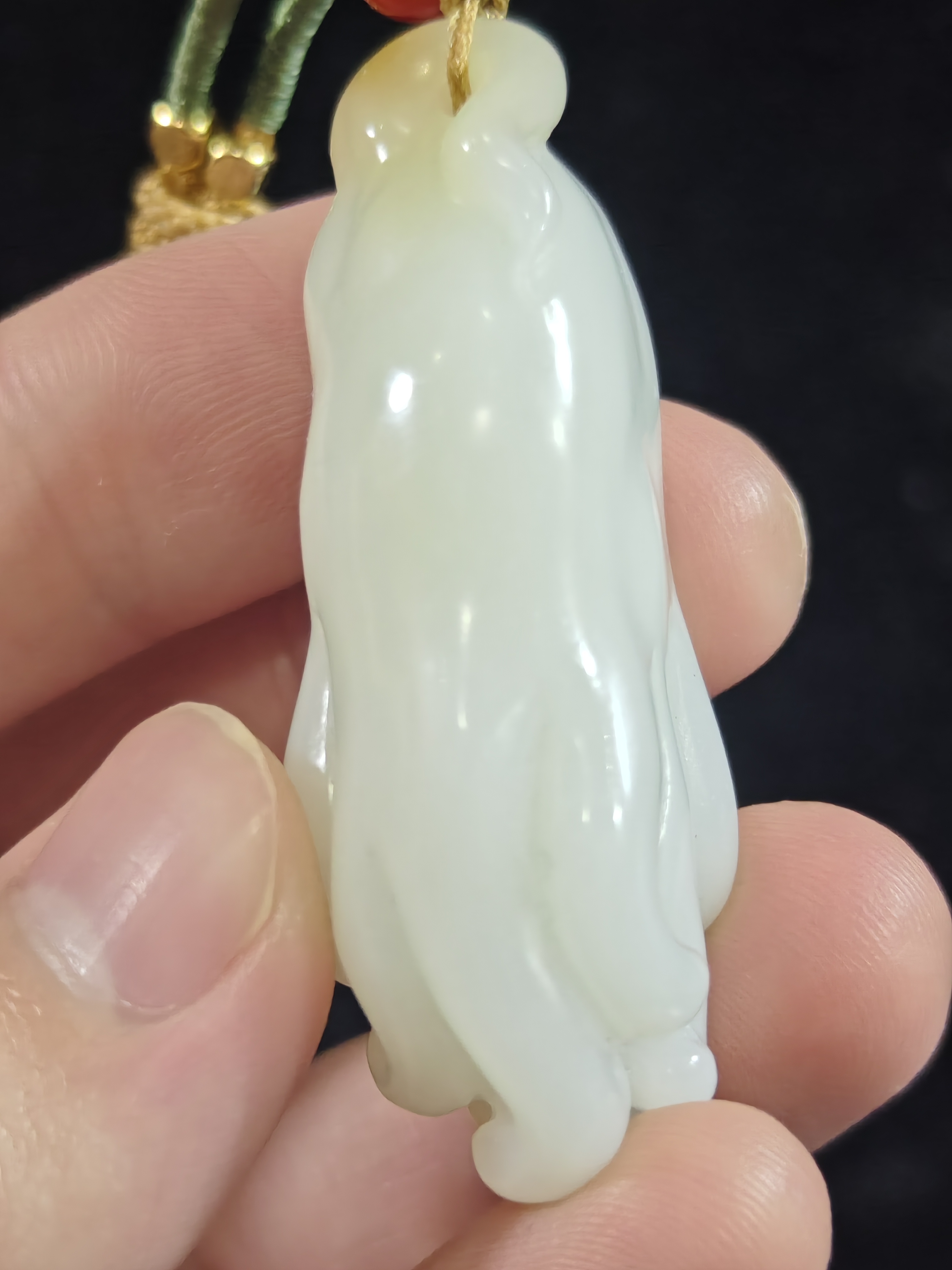 旧藏天然和田玉佛手福寿安康吊坠挂件配饰30克51*18mm