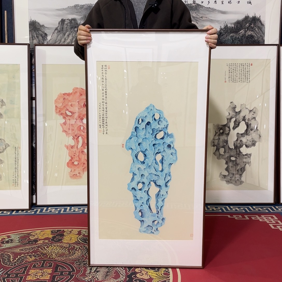 国画手绘画作品带框60/120