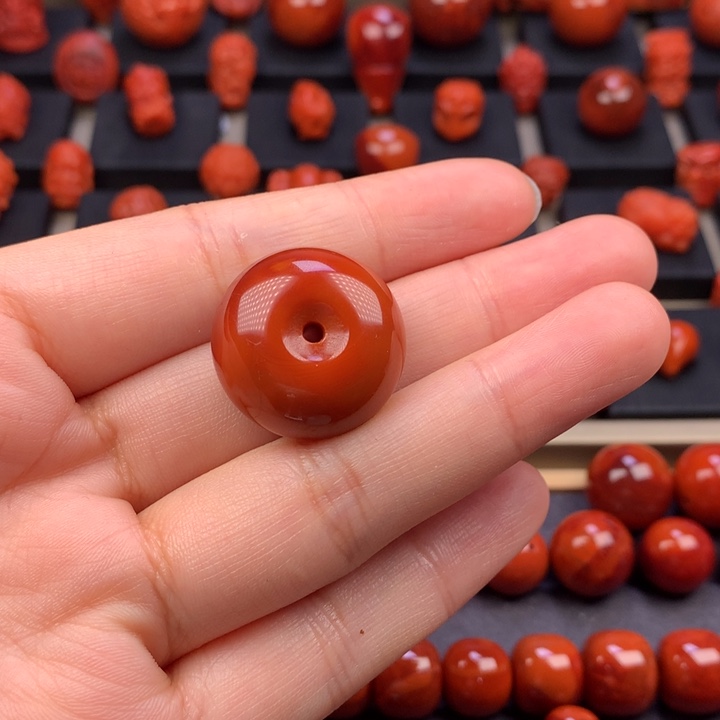 米***虎南红玛瑙未镶嵌平安扣22.6MM