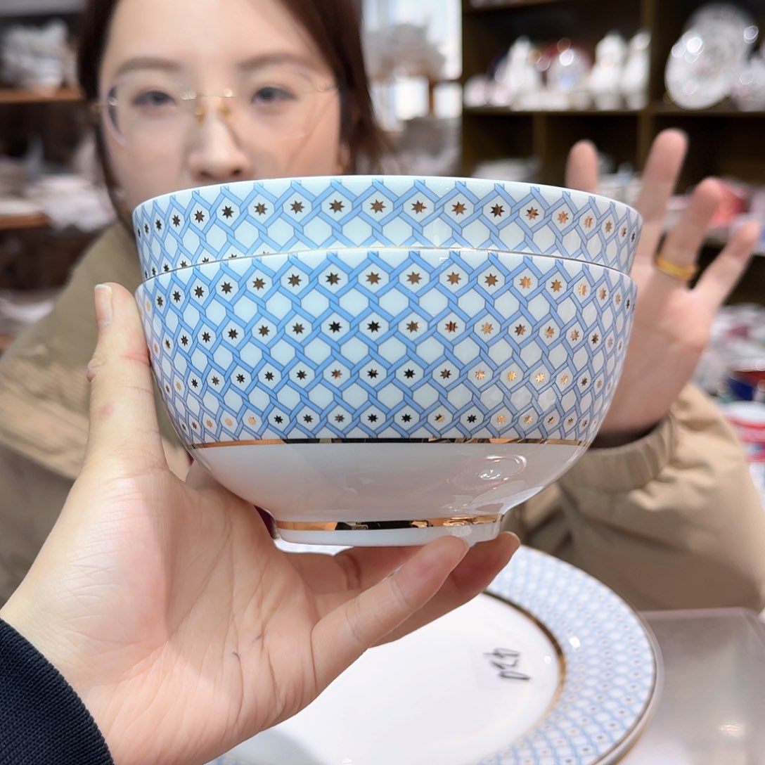 瓷鹅黄6英寸碗15cm两个外贸尾单