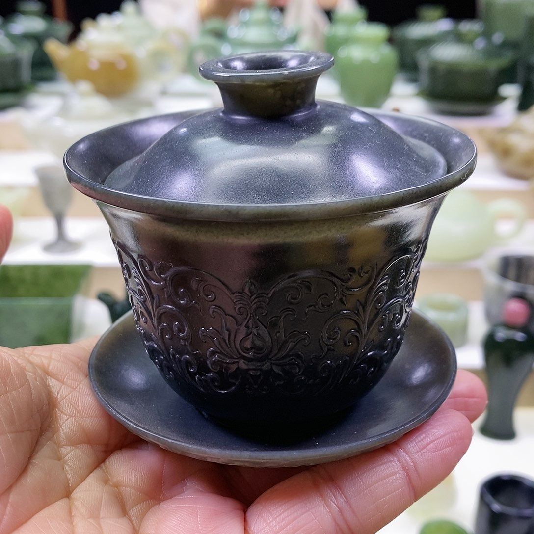 和田玉盖碗未镶嵌