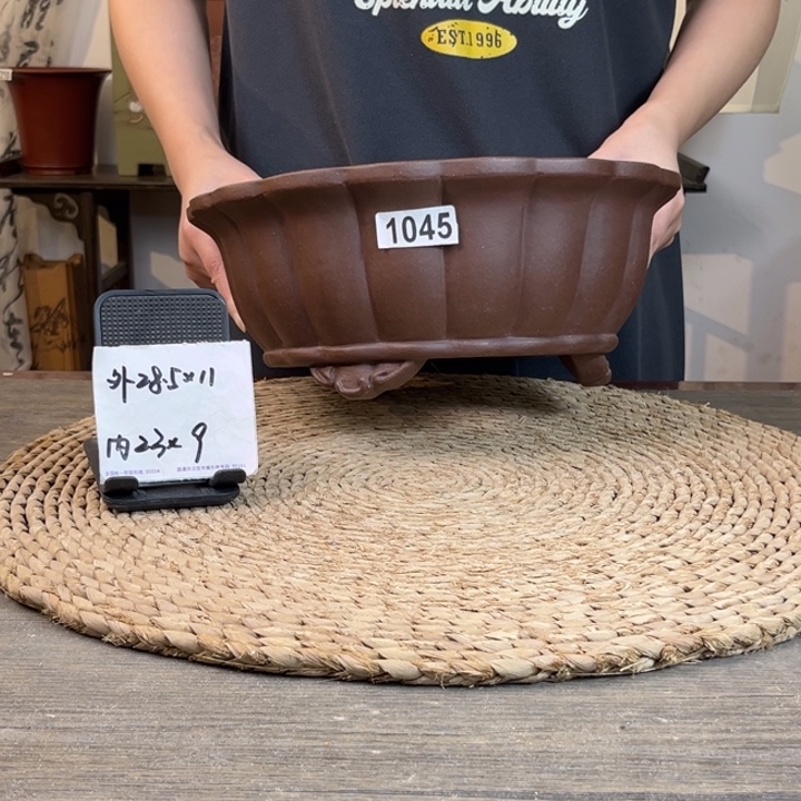 紫砂花盆 特惠紫泥奎口筋纹器1045