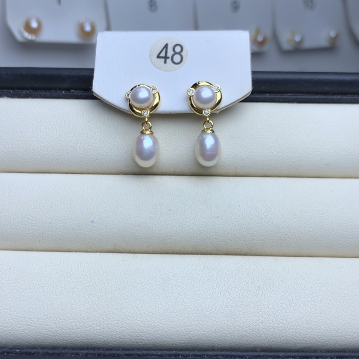 淡水珍珠耳饰银S925镶嵌