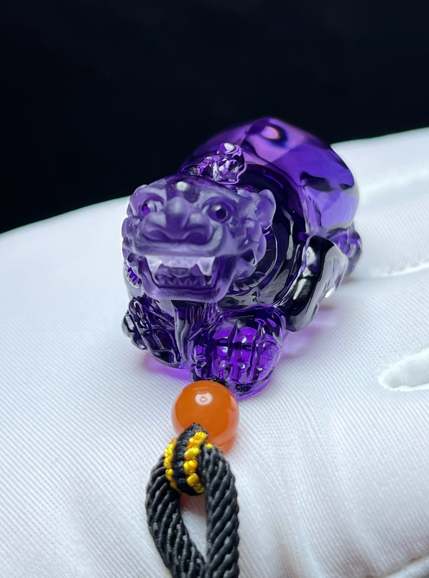 高货天然紫水晶貔貅吊坠，手工雕刻，48*23*22mm，26克