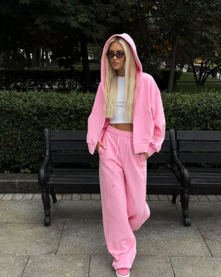 连帽减龄秋季洋气气质春秋季休闲运动套装阔腿百搭卫衣207