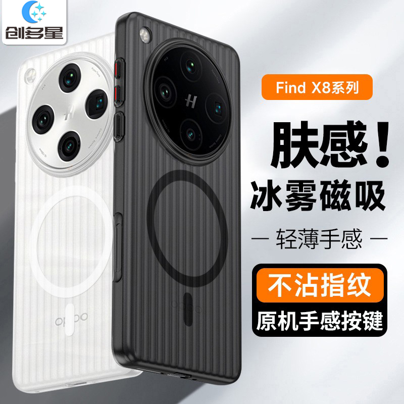 创多星适用OPPOfindx8ultra手机壳磁吸findx8s透明超薄硬壳保护壳