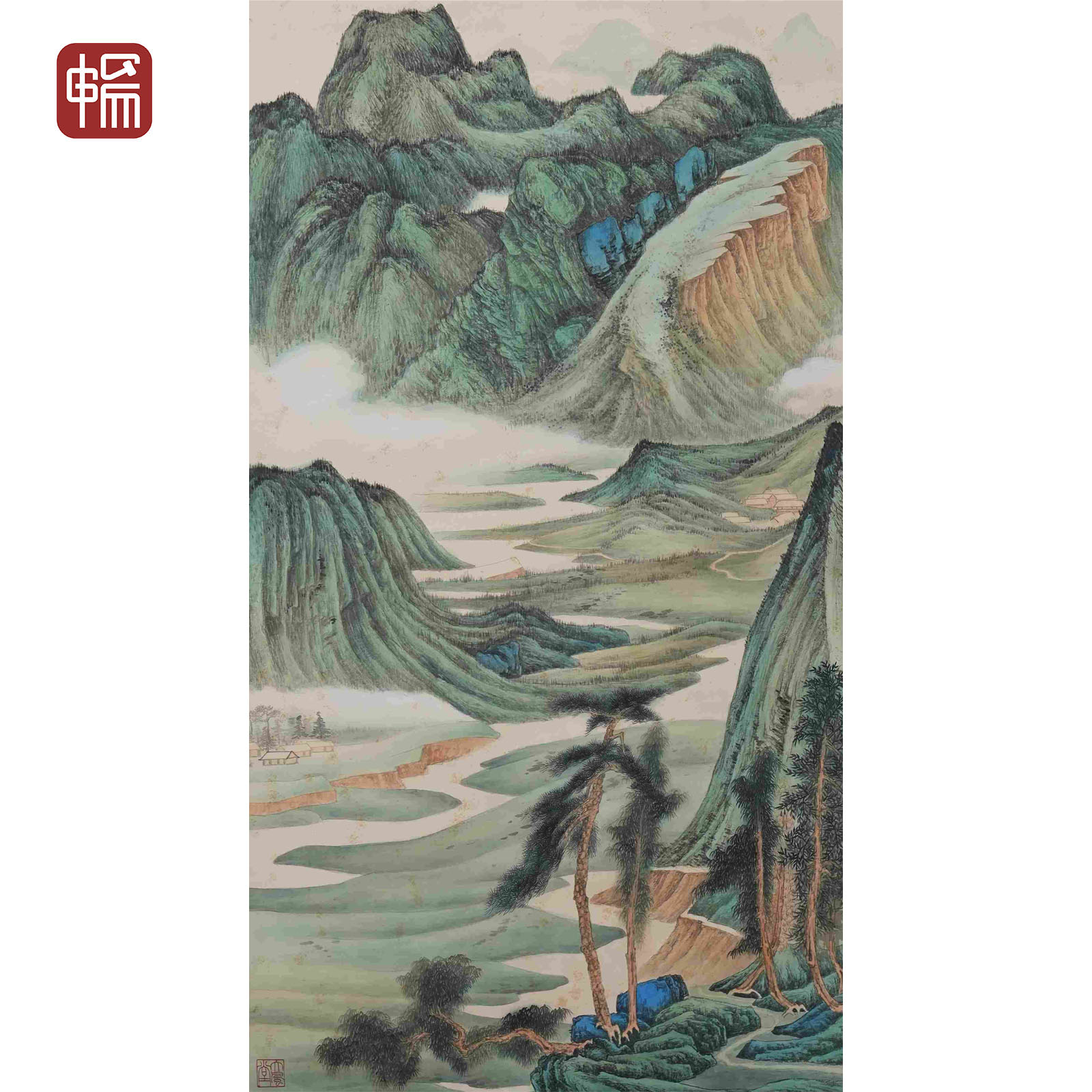 Z074 1953 年作《浓绿堆襞尚嫩寒》 64*129（7.43平尺） 纸本立轴 YQ