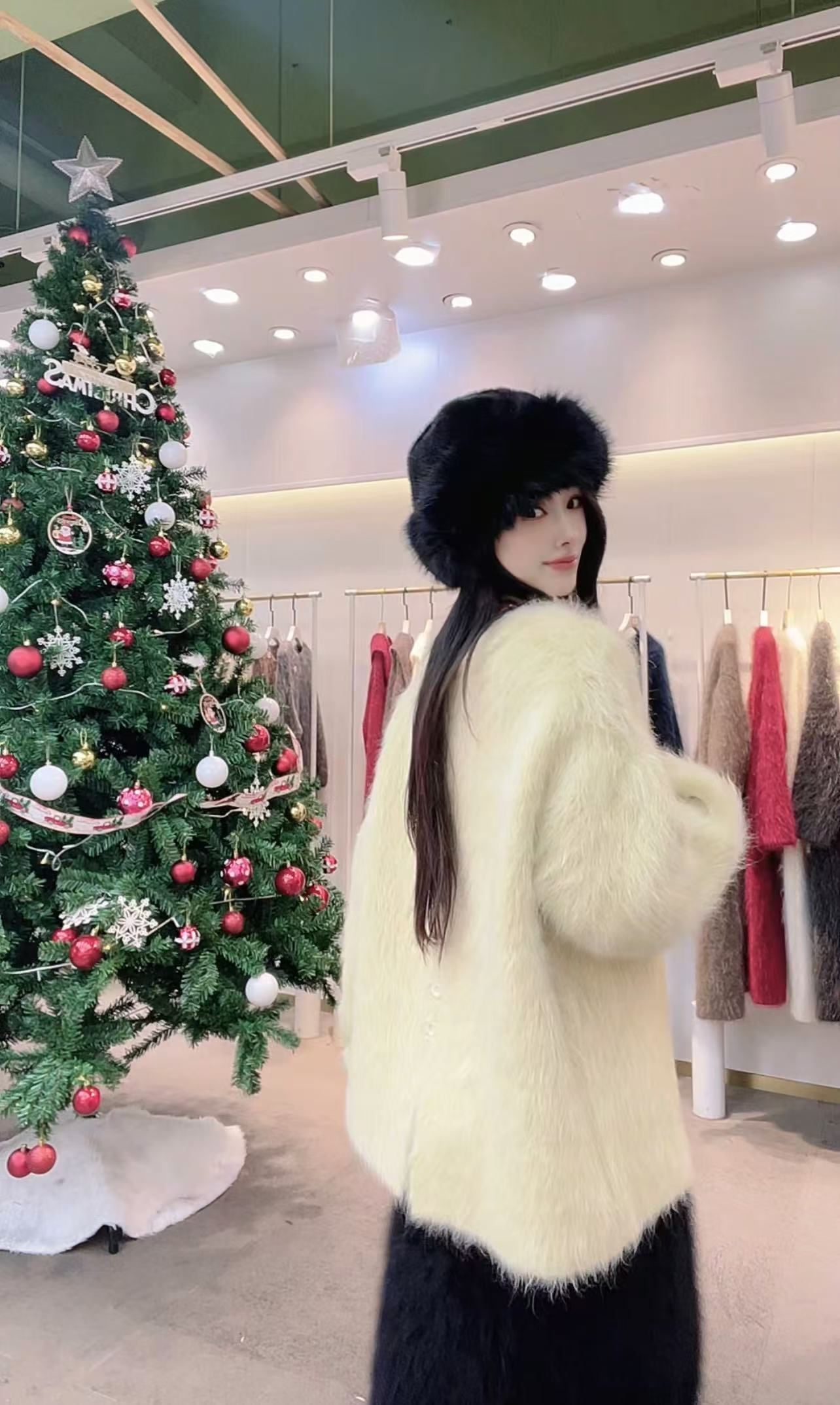 MUZI【秘鲁苏利羊驼】加厚苏利羊驼套头长毛真毛