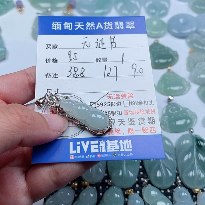 翡翠颈饰银S925镶嵌天然翡翠吊坠