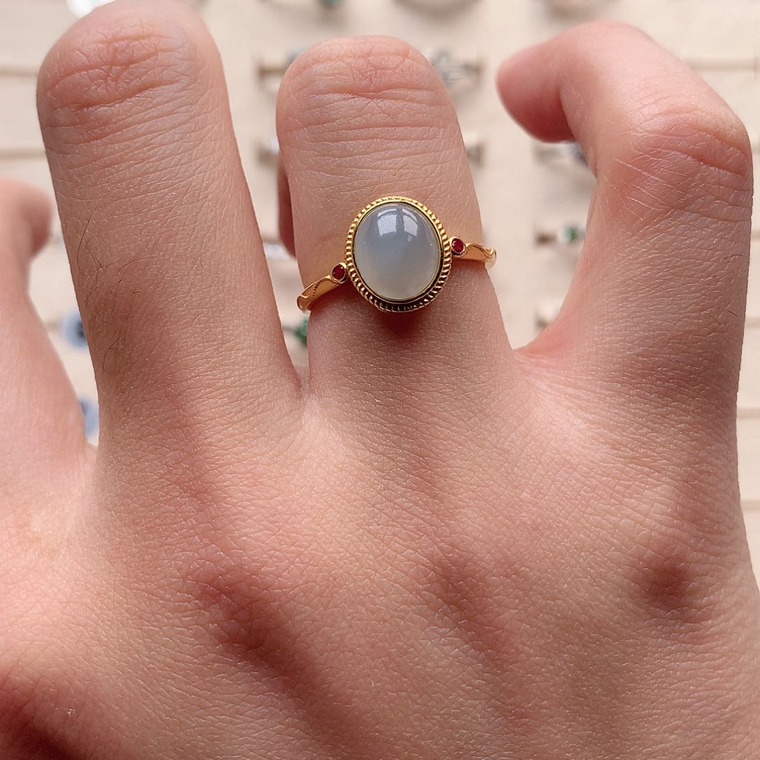 翡翠戒指银S925镶嵌0153