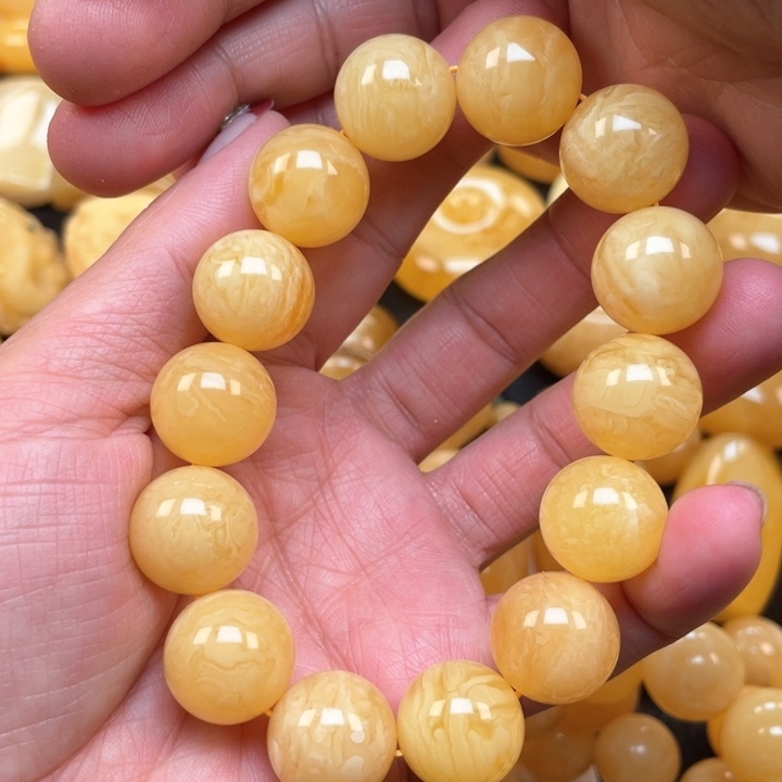 蜜蜡裸石未镶嵌蜜蜡手串