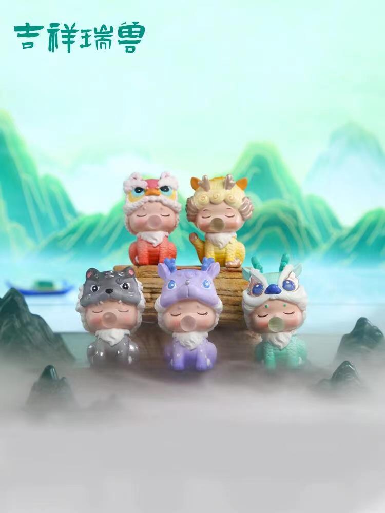 正版盲盒树脂摆件潮玩萌粒公仔桌面手办小礼品毛绒钥匙扣清仓