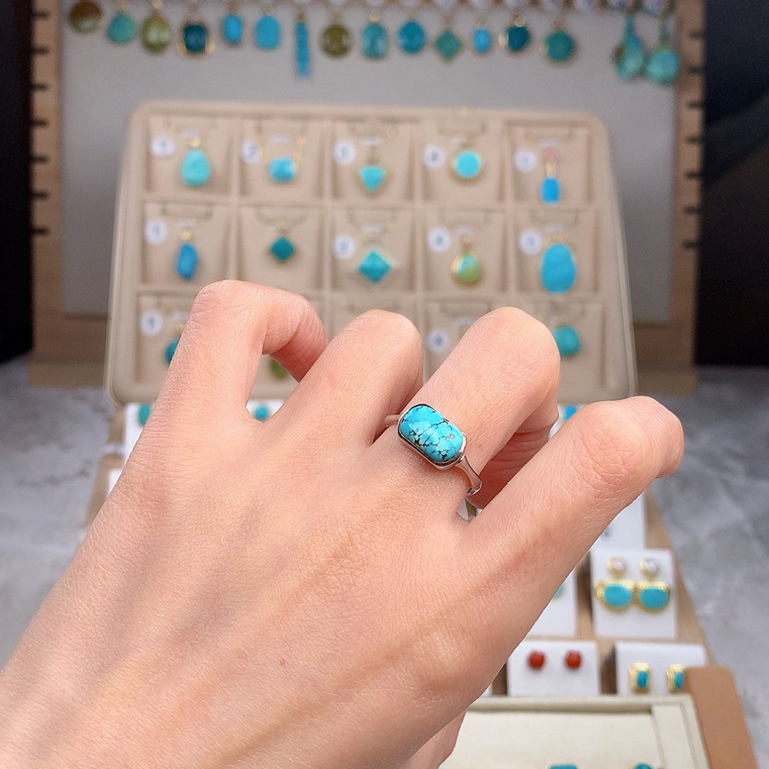 绿松石戒指银S925镶嵌