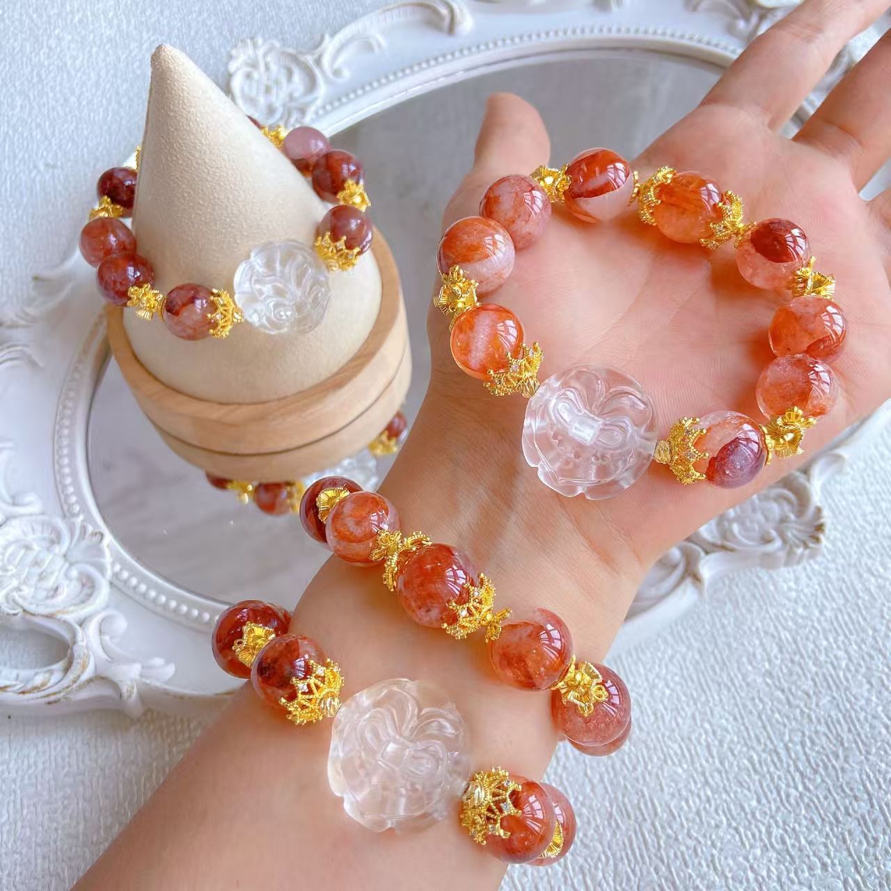 非金属莫桑石手链 橙光狐狸水与晶贵气手串手链