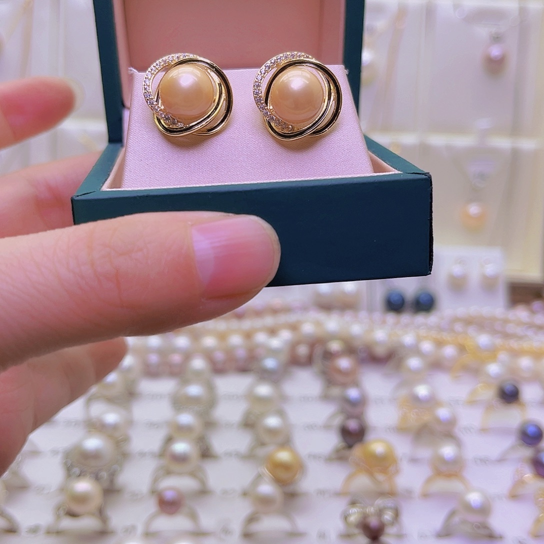 淡水珍珠耳饰银S925镶嵌