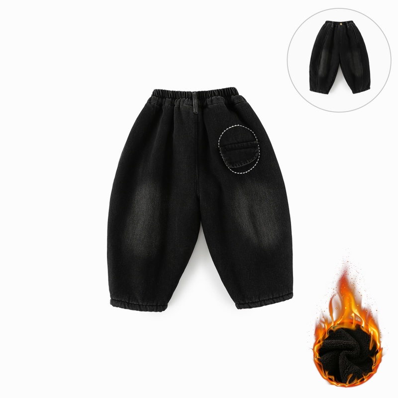 现货【羊驼绒】儿童加绒牛仔裤冬季新款男童复古保暖裤子CK421